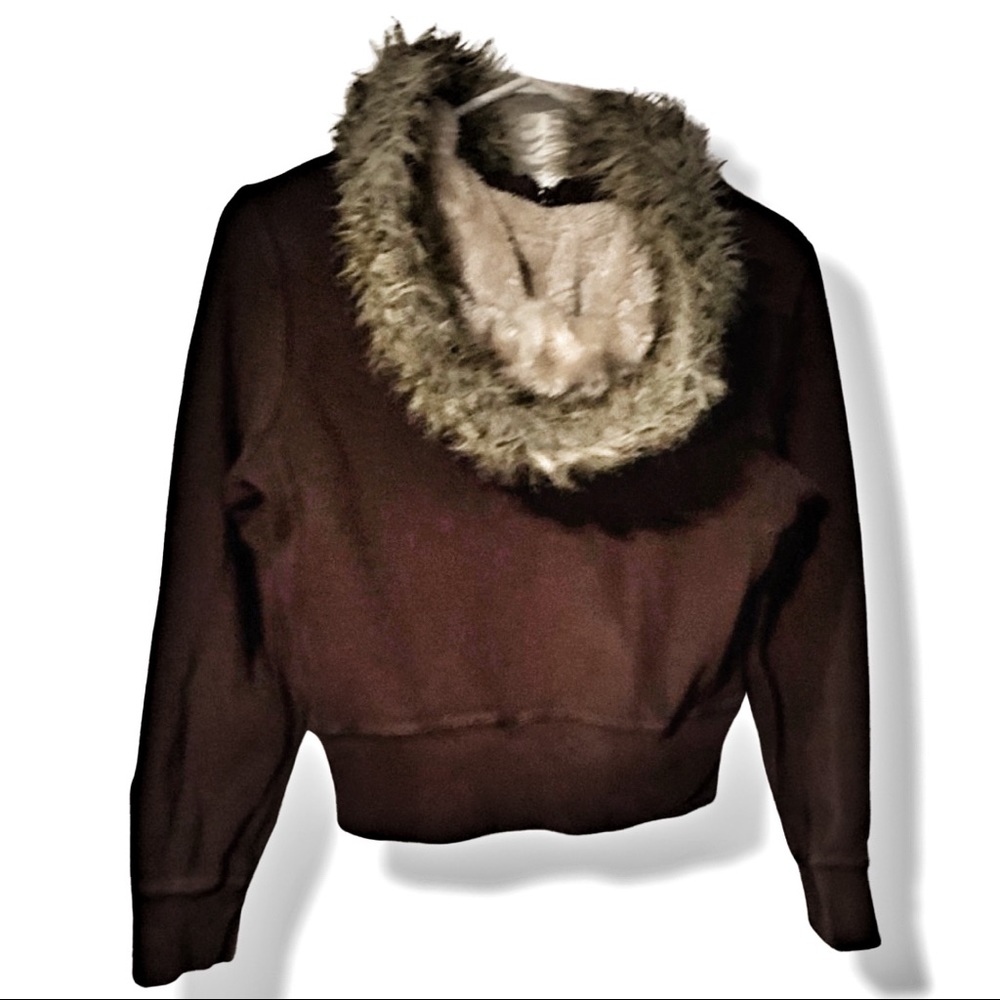 Size S/P Y2K Faux fur dollhouse cropped hoodie